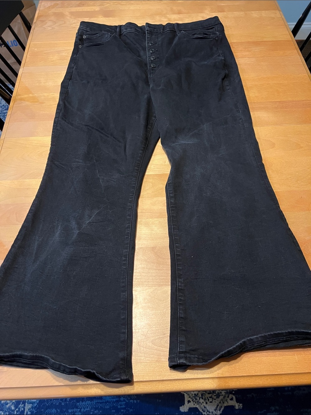 American Eagle 22w short inseam plus highest rise flare button black jeans